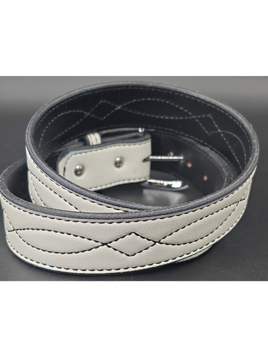 Rebecca Ray Leather Belt White Western Ornate Stitching 29\
